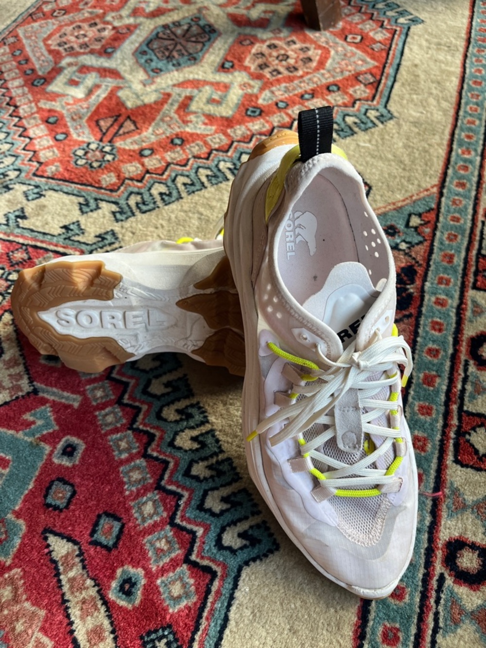 Sorel Trail Shoes, white/neon. Lace-up, 8.5